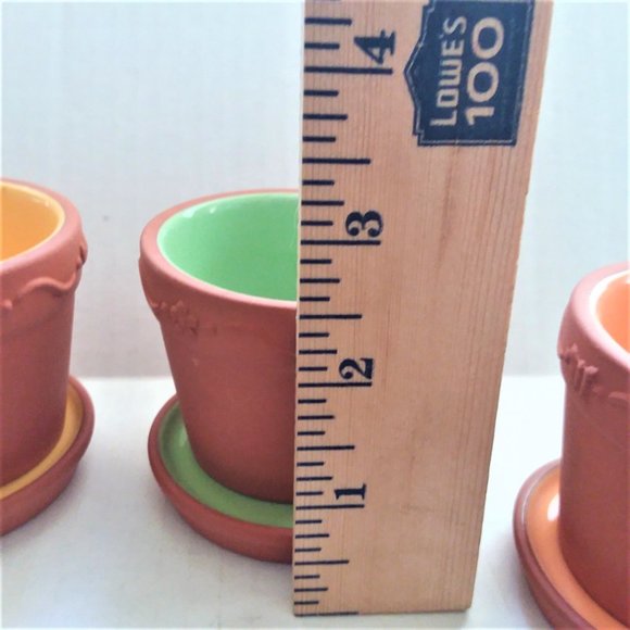 Candle Holders PartyLite Terra Cotta Mini Garden Pots Votive Trio RARE Retired - Picture 5 of 6